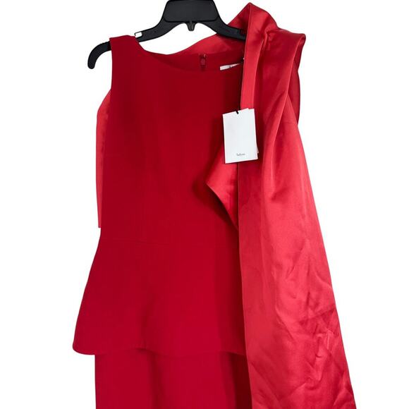 SAFIYAA EVANGELINA CAPED CREPE GOWN RED - Picture 8 of 13